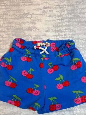 Mini Boden Blue Cherry Print Jersey Shorts 6-7Y